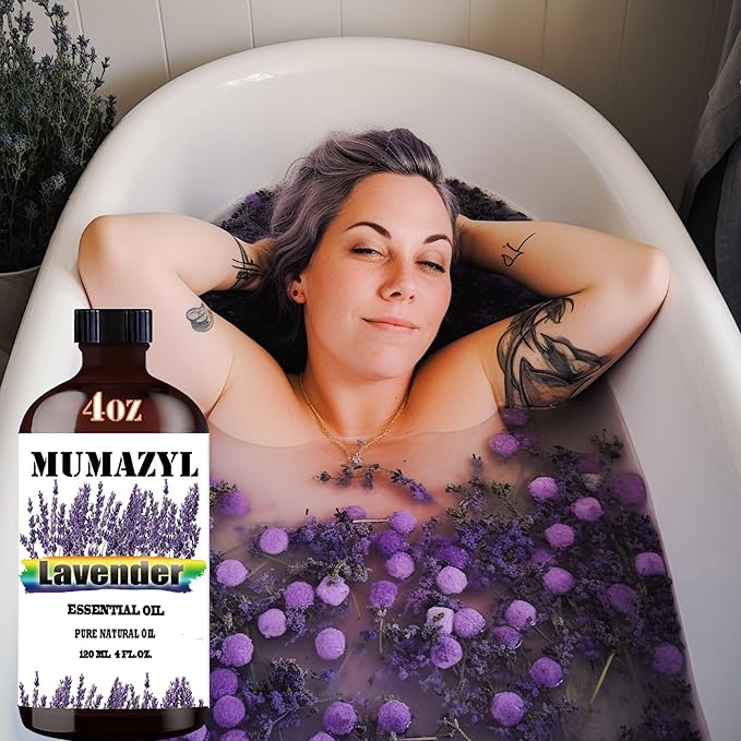 Lavender Essential Oil, Lavender Fragrance Oil 4 Fl Oz 120ML for Diffuser Humidifier Yoga Cleaning DIY Candle Soap Making Essential Oils