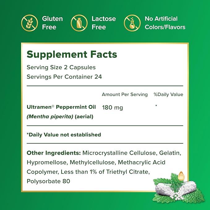IBgard Gut Health Supplement, Peppermint Oil Capsules for Abdominal Comfort, 192 Capsules (Packaging May Vary)