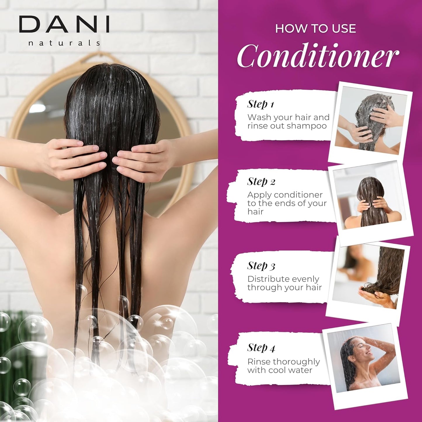 DANI Naturals Conditioner – Passion Fruit, Nourishing & Hydrating for All Hair Types, Promotes Healthy Scalp & Hair Follicles, Vegan & Color-Safe, 12 oz