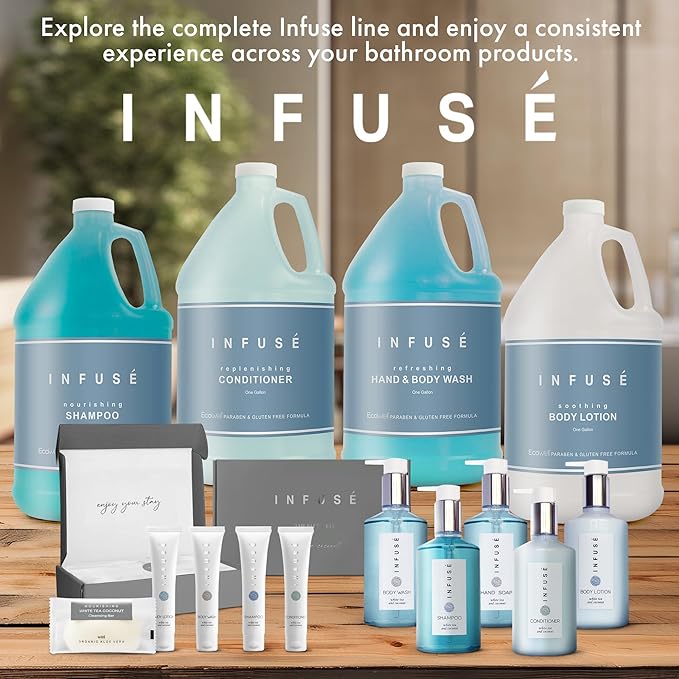 1 Liter Shampoo Refill Bag For Soap Dispensers | Bulk Toiletries for Vacation Rentals, and Home Bathroom Showers | White Tea and Coconut | Single