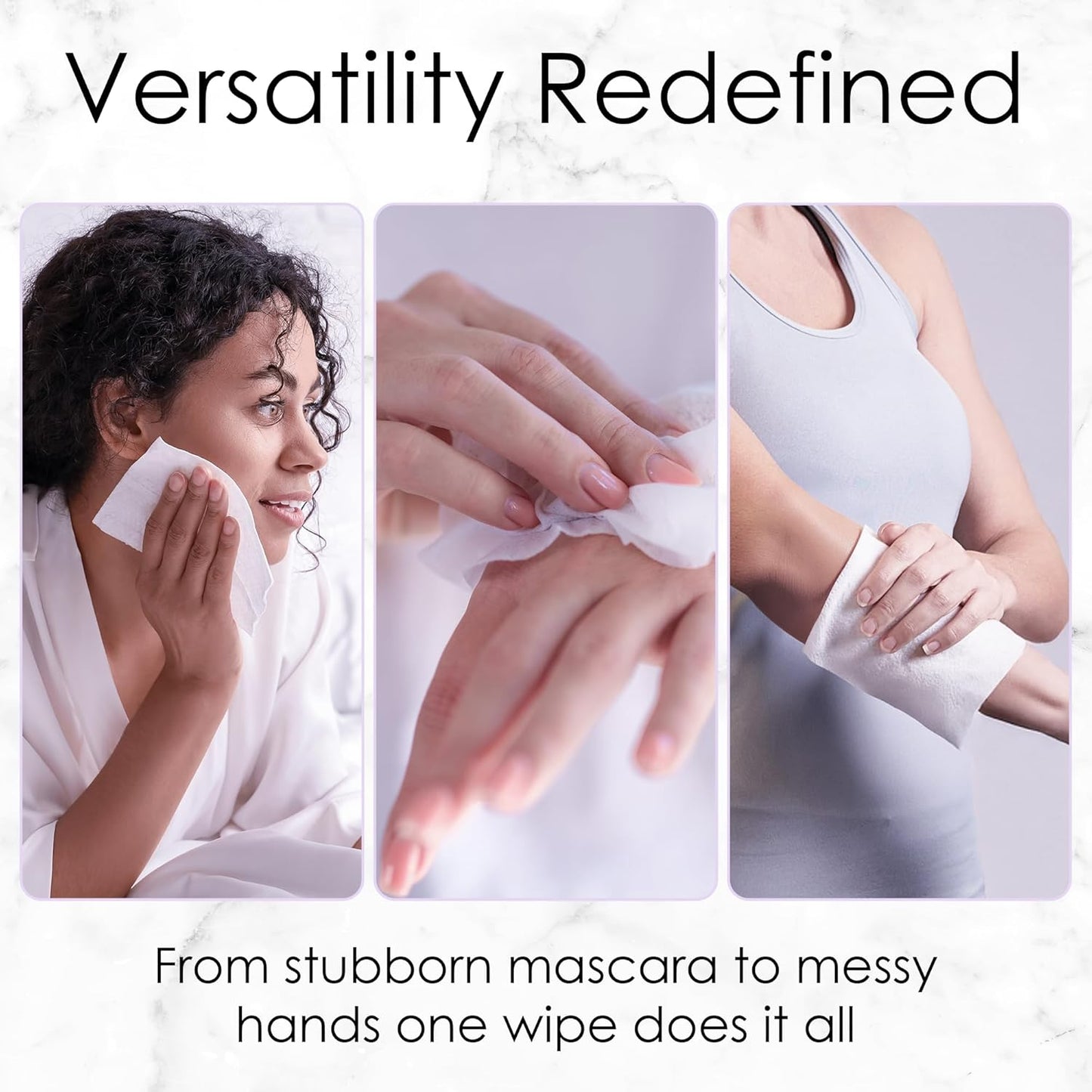 BeautyFrizz Lavender Face Wipes - 120 pcs - Gentle Makeup Remover Wipes for Women - Facial Cleansing Wipe with Aloe, Castor, Vitamin A and E - Extra Soft - Moisturizing