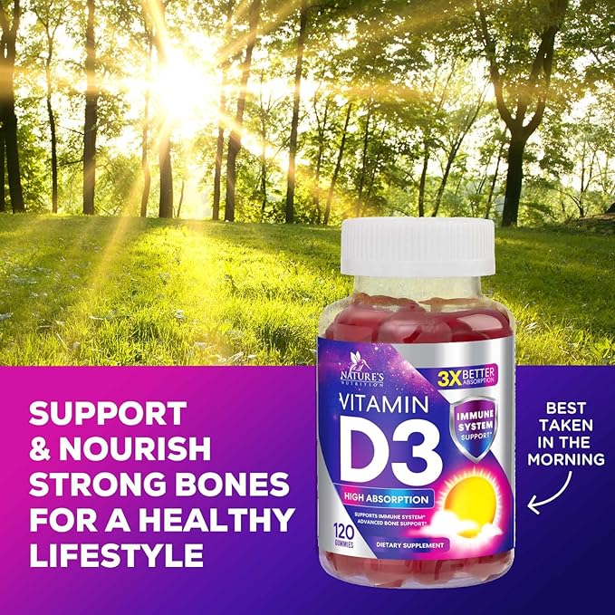 Vitamin D3 Gummy Vitamins Extra Strength 5000 IU (125 mcg) 120 Gummies