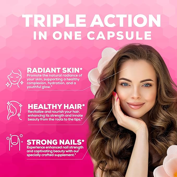 Biotin, Collagen, Silica, Hyaluronic Acid & Keratin 60 Capsules
