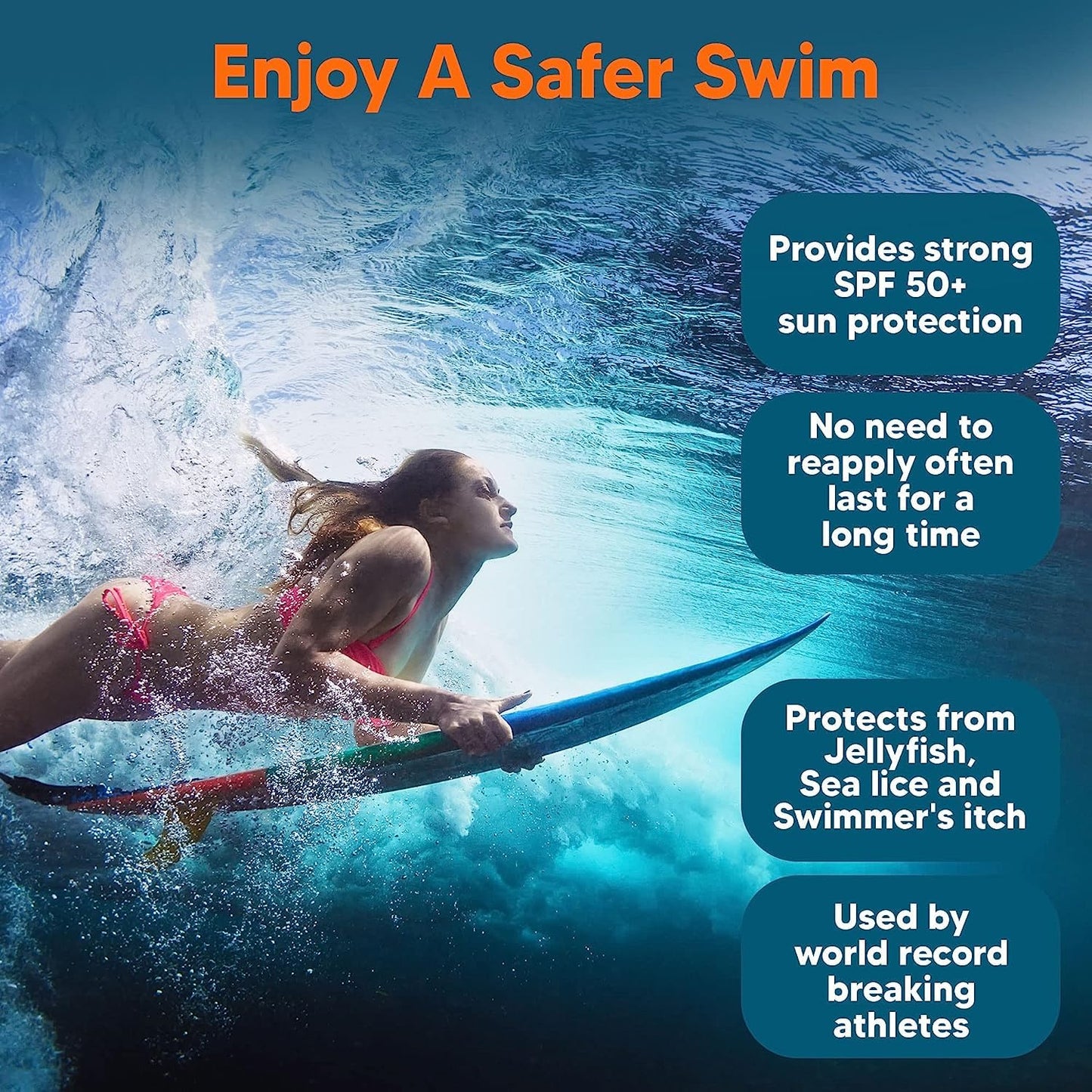 Safe Sea Zinc Oxide Sunscreen SPF50 | Clear Mineral Face Sunscreen | Anti-Jellyfish Sting Protective Lotion | Coral Reef Safe | Travel Size - 2Oz (60ml), Pack of 1