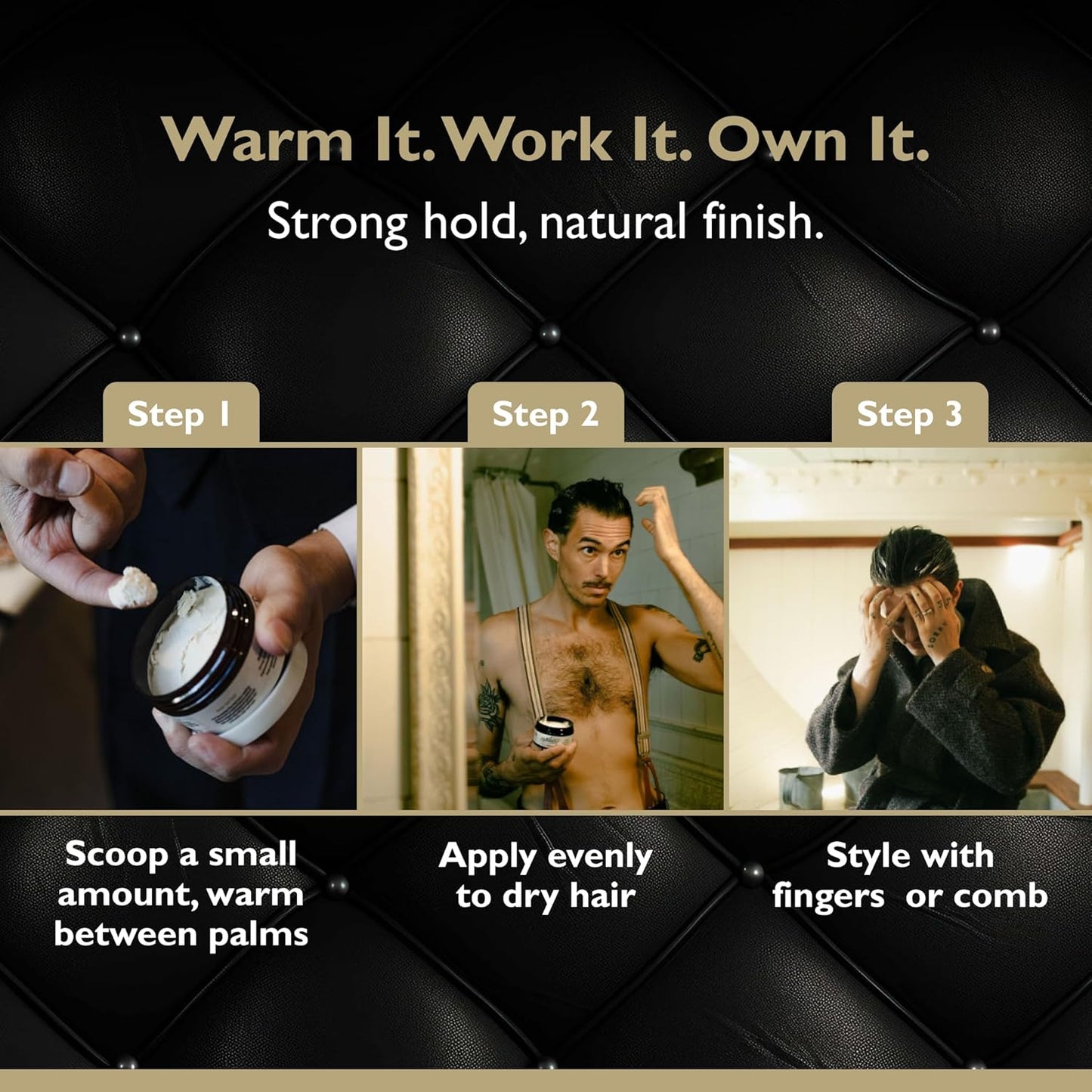 Grooming Clay – Strong Hold, Natural Matte Finish, and Flexible Styling with Kaolin Clay & Beeswax – Tobacco Vanilla Scent – 3.4 oz (2-pack)