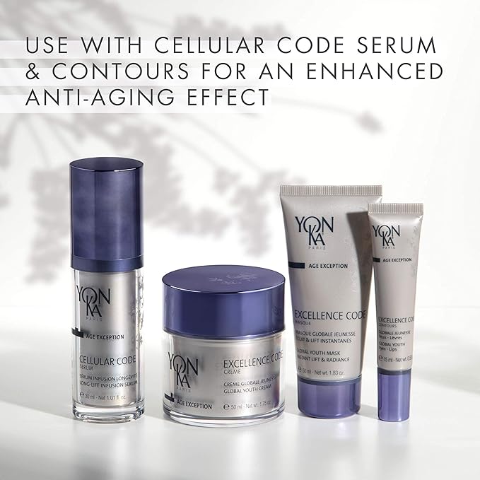 Yon-Ka Excellence Code Creme and Excellence Code Contours Eye Cream Set, Specialized Anti-Aging Cream for Face, Eyes and Lips