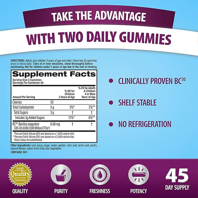 Digestive Advantage Probiotic Gummies for Digestive Health, Daily Probiotics for Women & Men, Support for Occasional Bloating, Minor Abdominal Discomfort & Gut Health, 2x90ct Bottles Superfruit