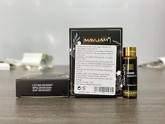 Ginger Essential Oil, MAYJAM 10ML/0.33FL.OZ Premium Ginger Oils for Soap Candle Making, Diffuser, Bedroom, Living Room, Office