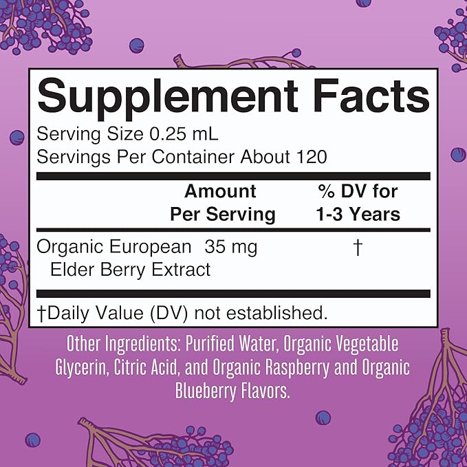 MaryRuth Organics Toddler Elderberry Syrup, USDA 1-3 Years, 1 Fl