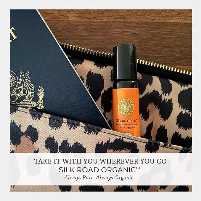 Silk Road Organic Citrus Glow Essential Oil Revive Blend Roll On, 100% Pure USDA Certified Citrus & Vanilla - Uplifting, & Energizing - 10 ml Roller - Always Pure, Always Organic
