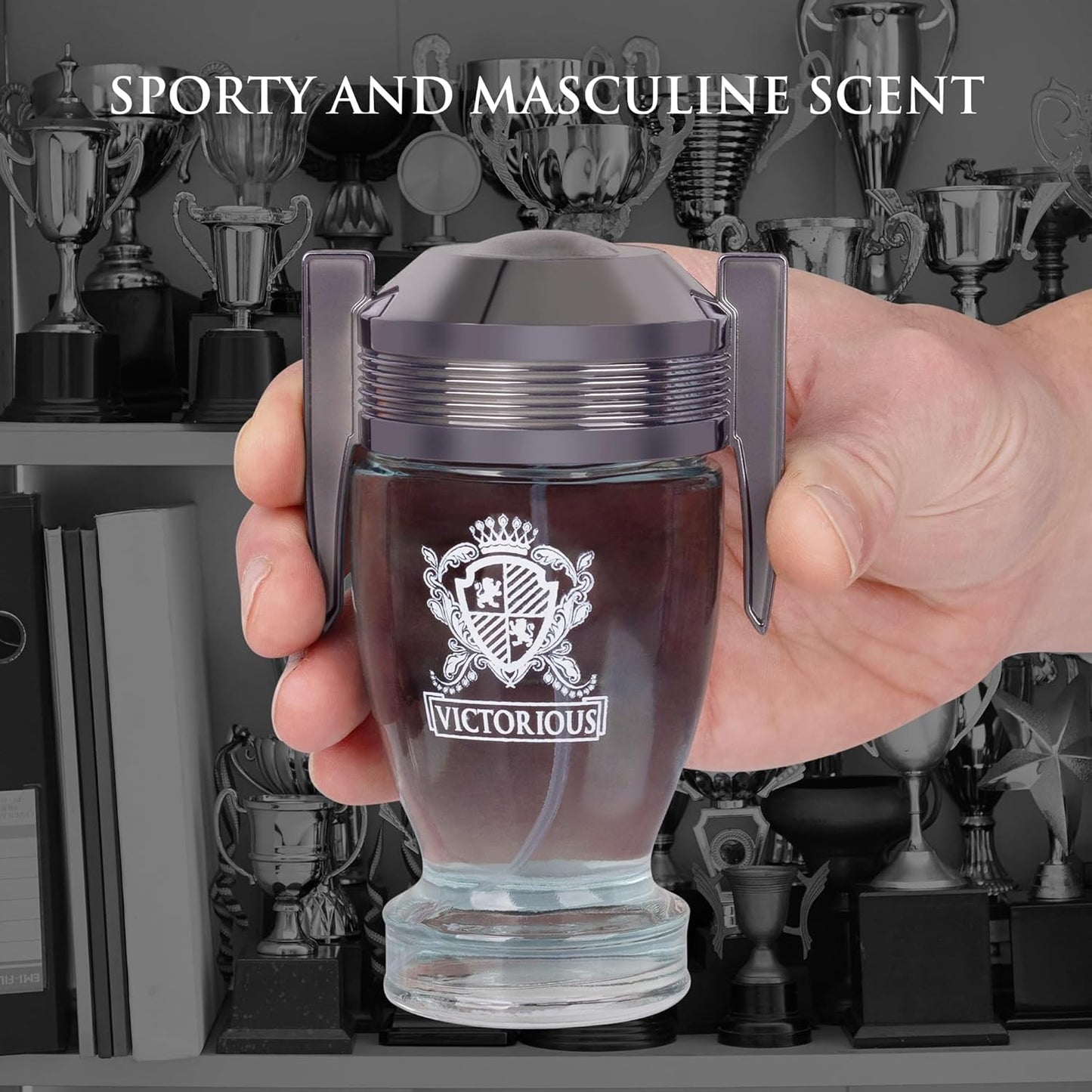 Victorious for Men Eau De Toilette - Woody & Aquatic Fragrance - Aromatic Bay Leaf & Jasmine & Woody Base of Guaiac Wood, Patchouli, Oak & Ambergris - Fresh & Sporty Composition - 100ml Spray Bottle