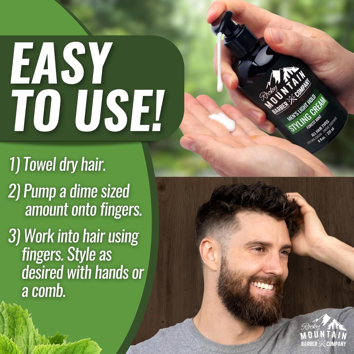 Rocky Mountain Barber Company Styling Hair Cream, White