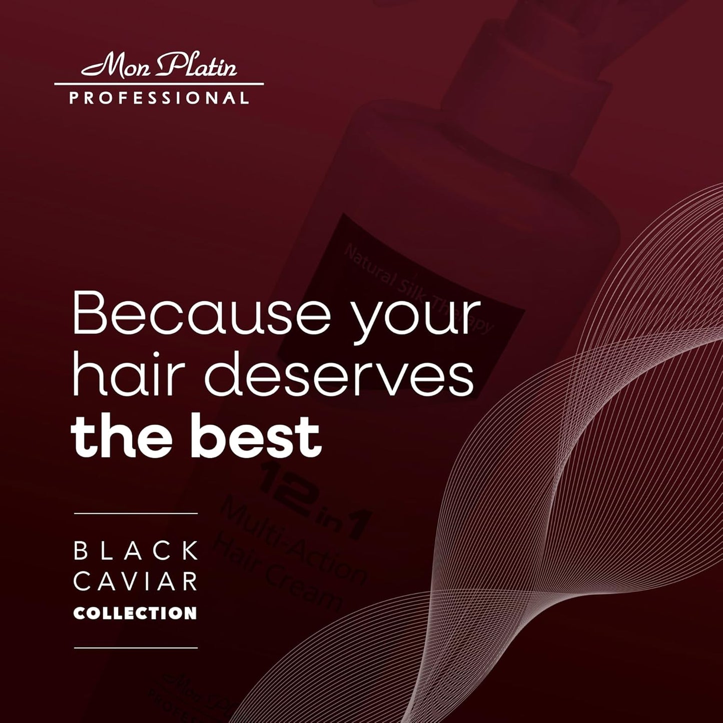 Mon Platin Professional Multi-Action Hair Cream with Black Caviar - 250 ml 12-in-1 Premium Leave In Conditioner Spray for Dry Damaged Hair - Repairing, Moisturizing, Smoothing, and Protecting