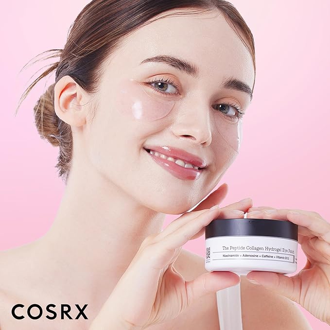 COSRX Under Eye Mask, Peptide Collagen Hydrogel Eye Patch for Puffy Eyes and Dark Circles, 60 Under Eye Patches, Korean Skin Care