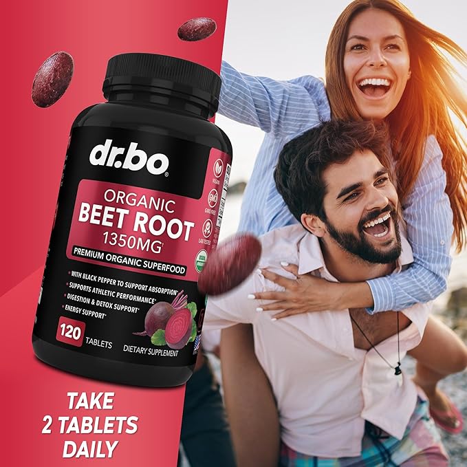 Organic Beet Root Capsules Supplements - 1350mg Beetroot Powder Extract Pills, Organic Beet Root Powder Supplement, Super Nitric Oxide Beets, High Circulation Beet Vitamins Support - 120 Beet Tablets