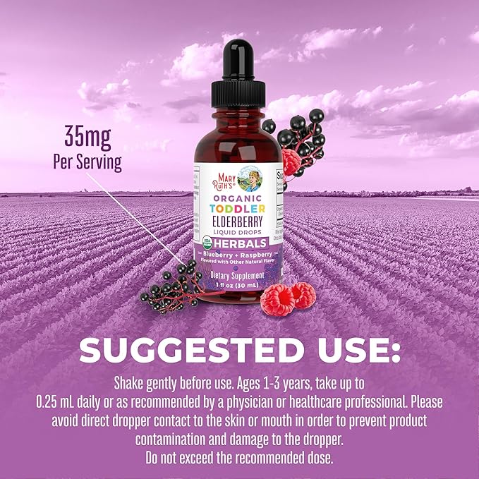 MaryRuth Organics Toddler Elderberry Syrup, USDA 1-3 Years, 1 Fl