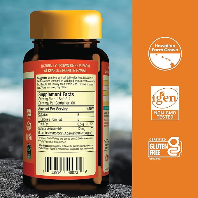 Nutrex Hawaii BioAstin Hawaiian Astaxanthin 12mg, 60 60 Softgels