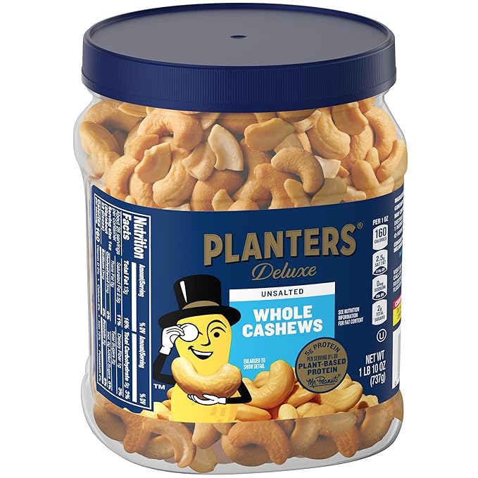PLANTERS Unsalted Premium Cashews, 1.63 lb.