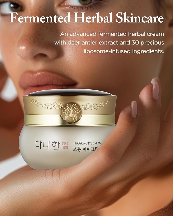Hyoyong Korean Traditional Herbal Fermented Eye Cream Anti-Aging Treatment for Fine Lines Dark Circles with Lecithin, Botanical Extracts, Revitalizing for Sensitive Skin, 1.01 oz.