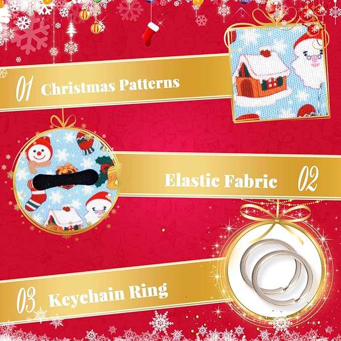 Chapstick Holder Keychain, Lip Balm Holder Sleeve Pouch with Clip On, Lip Gloss Lipstick Holder Keychain Gift for Friends Women Girls Boys and Man (Christmas Style, 6pcs)