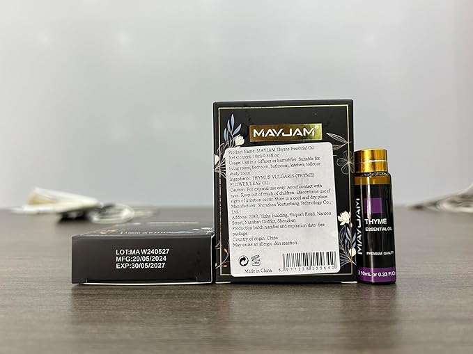 Thyme Essential Oil, MAYJAM 10ML/0.33FL.OZ Premium Thyme Oils for Soap Candle Making, Diffuser, Bedroom, Living Room, Office