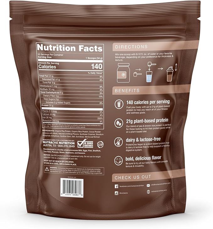 NutraOne ProteinOne Vegan Plant-Based Protein Powder