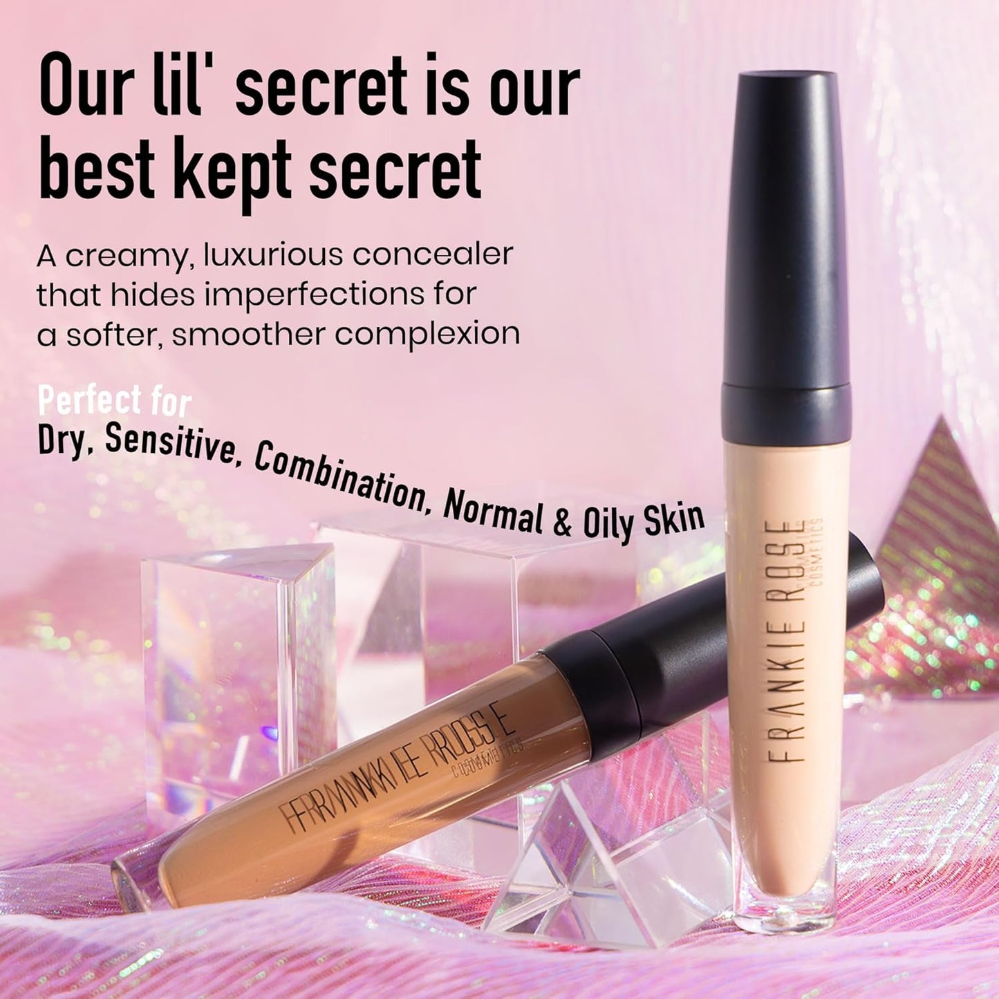 Frankie Rose Cosmetics Our Lil’ Secret Concealer - Full, Long Lasting Coverage for Dark Circles and Fine Lines - Easy to Blend - Soft, Smooth Complexion - Ginger
