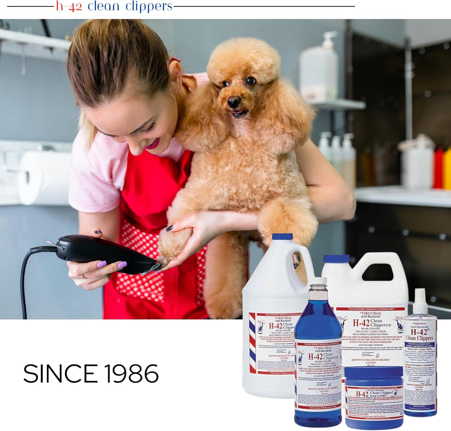 H-42 Clean Clippers Blade Cleaner with Brush - 8oz Bottle