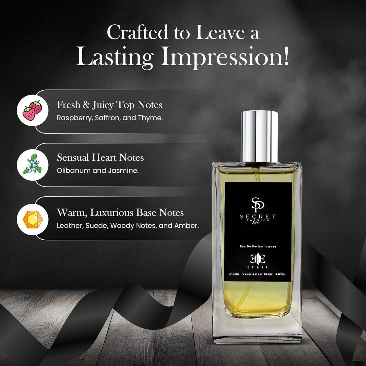 Secret Passion Men's Cologne Eau De Parfum 3.4 Fl Oz - Mysterious & Intriguing Scent - Long-Lasting Fragrance for Men - Ideal Gift for Him