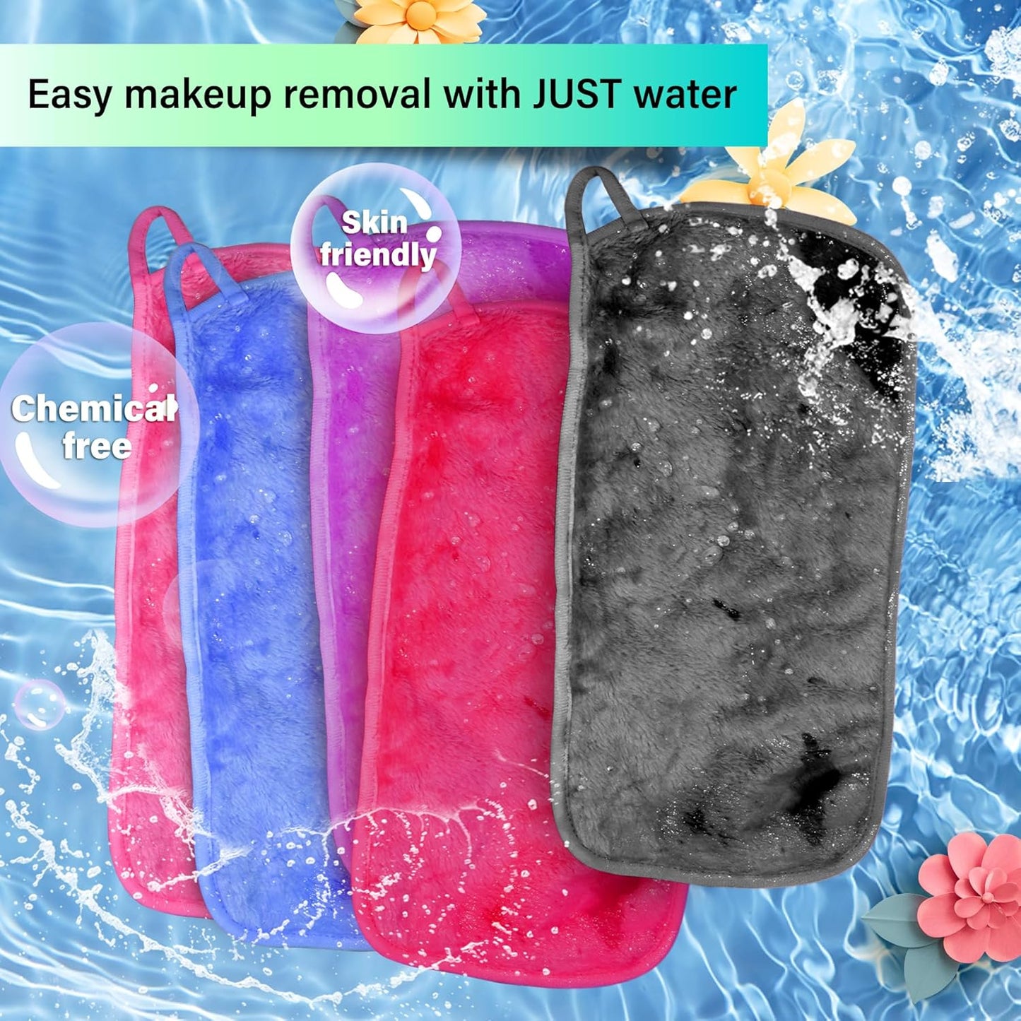 Nugilla Makeup Remover Cloth, 13x7 Inch Reusable Makeup Remover Towels, Microfiber Fast Drying Facial Washcloth, Soft Face Towels for Washing Face