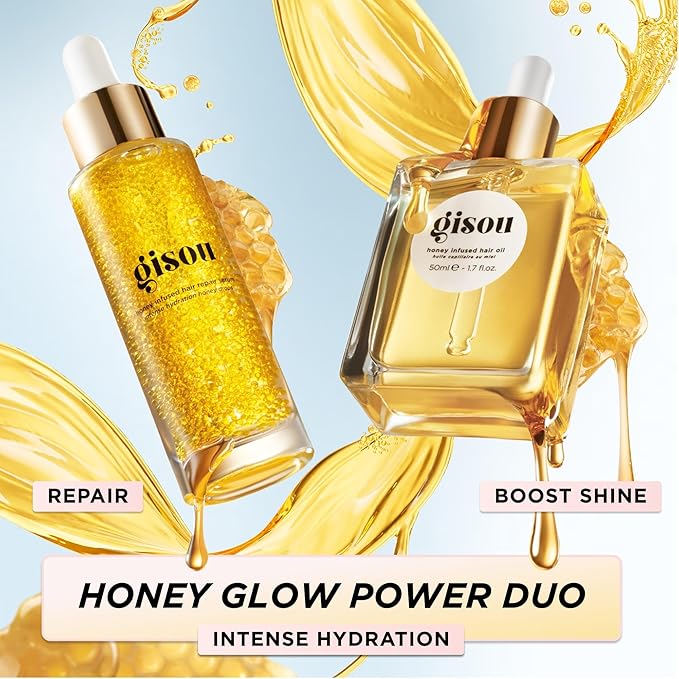 Gisou Honey Infused Hair Serum - Hydrating, Heat Protectant for Damaged, Dry Hair and Split Ends Repair, 30ml