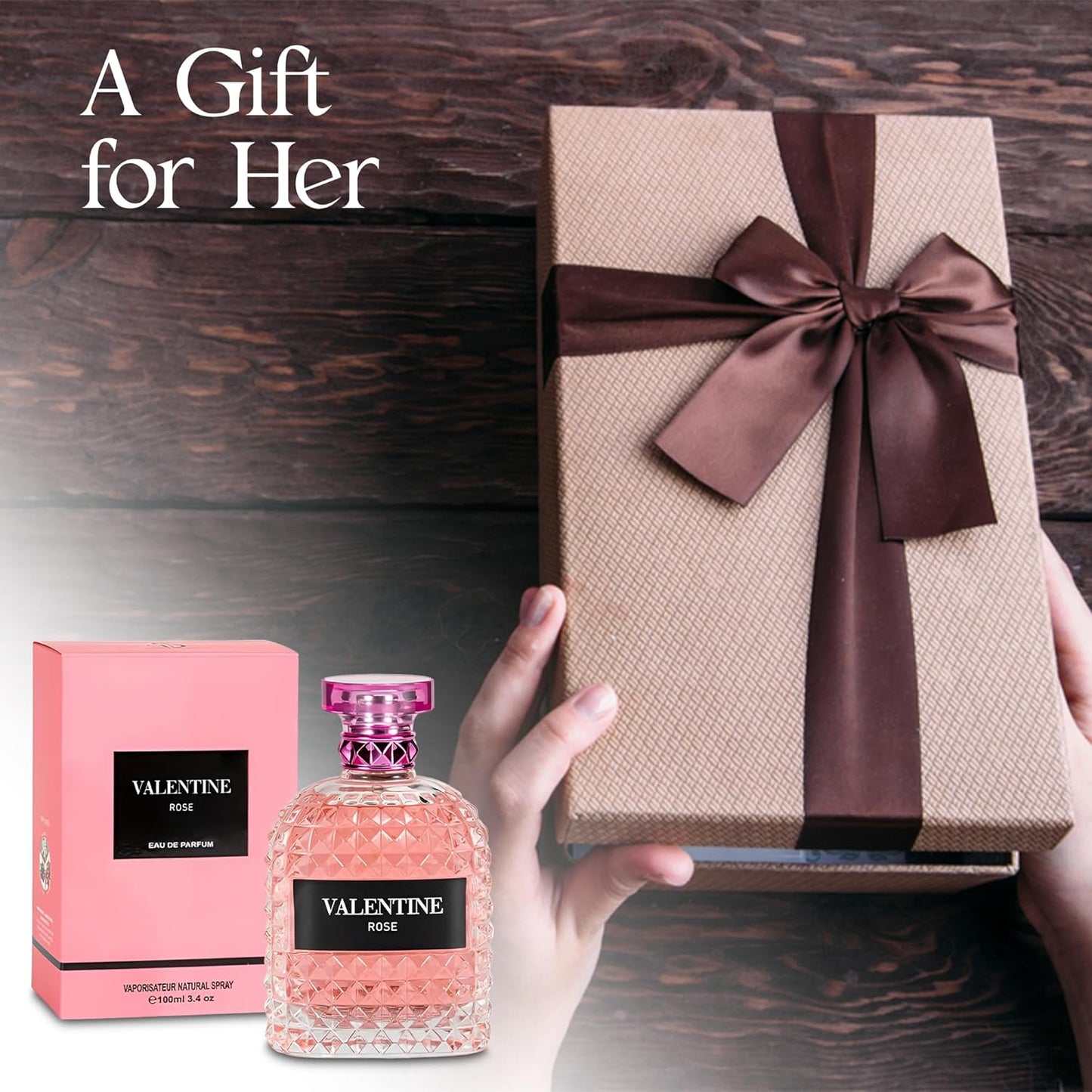 2PCS Valentine Rose Eau de Parfum for Women - 100ml Floral & Fruity Perfume with Lavender, Coconut, Vanilla & Pear, Long-Lasting Feminine Fragrance