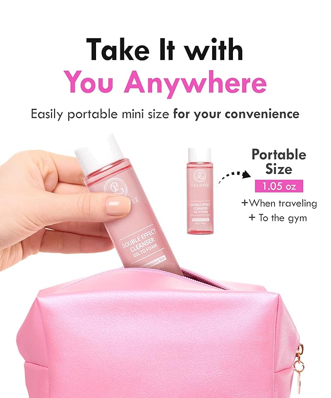 CELEFIT Double Effect Cleanser Oil to Foam Korean Cleansing Oil Makeup Remover Foaming Facial Cleanser | Makeup Remover Oil to Foam Cleanser Face Wash for Women & Men | Travel Size Face Wash (1.05oz)