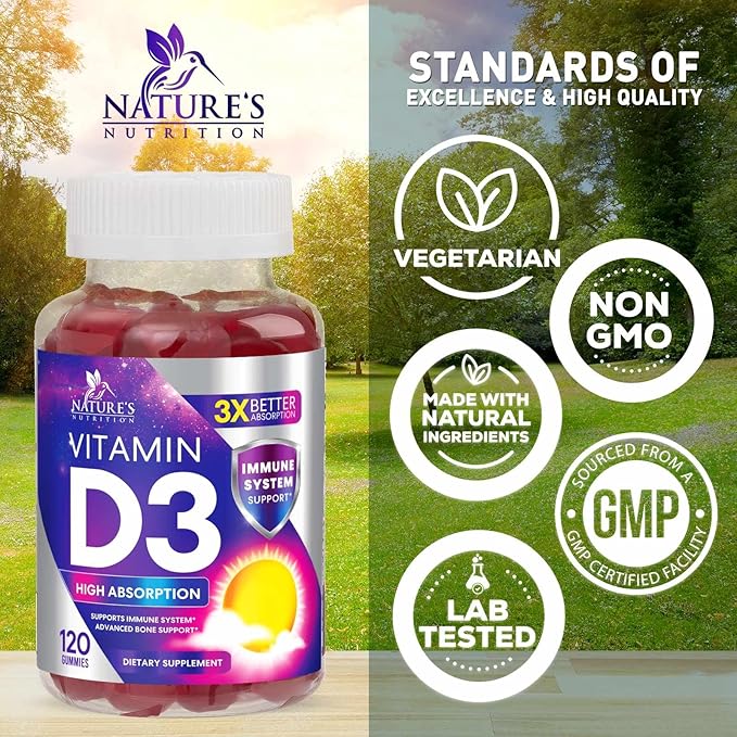Vitamin D3 Gummy Vitamins Extra Strength 5000 IU (125 mcg) 120 Gummies