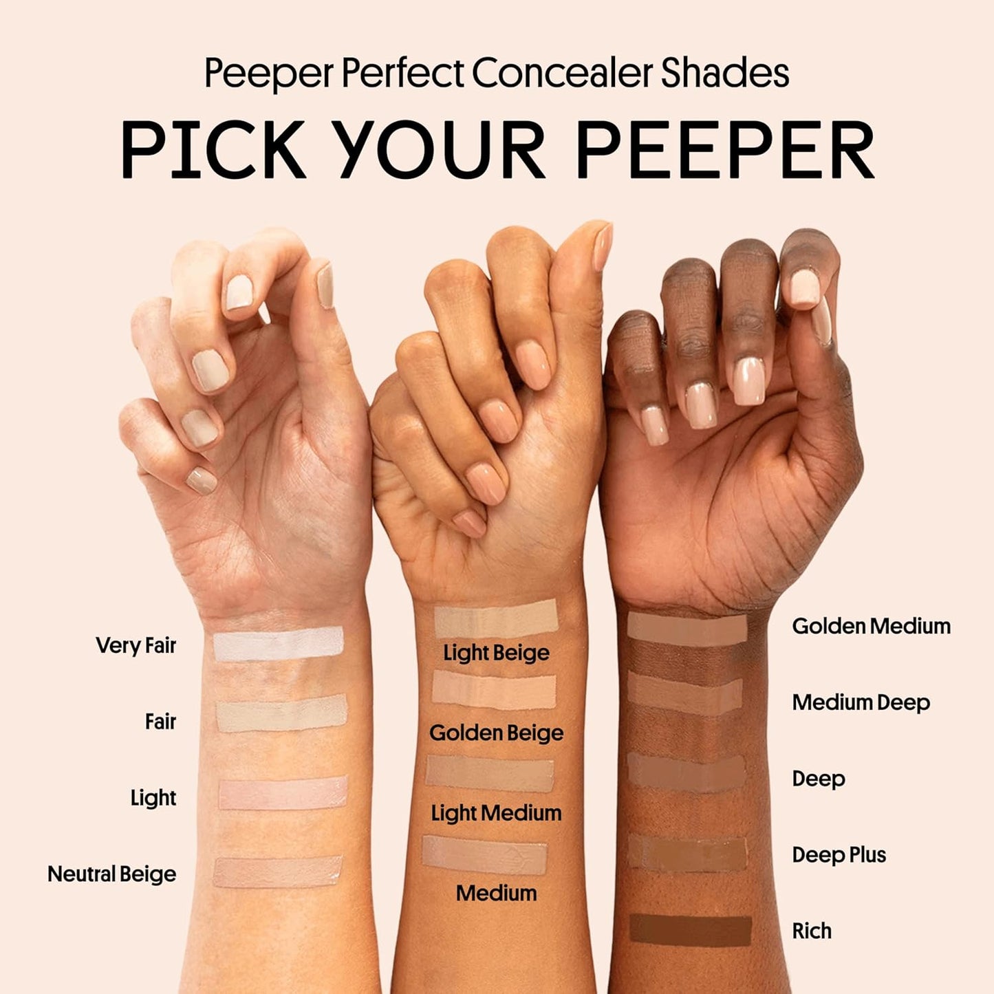 Winky Lux Peeper Perfect Under Eye Concealer, Makeup & Eye Brightener, Full Coverage Concealer for Dark Circles, Color Corrector & Eye Primer, With Collagen, Hyaluronic Acid & Vitamin E (Light Beige)