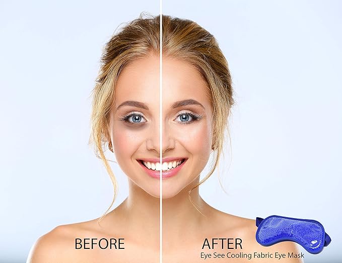 Eye See Plush Gel Eye Mask for Puffy Eyes, Blue - Cold Eye mask to Treat Dark Circles, Sinuses, Dry Eyes, and for Allergy Relief - Microwave Safe for Heat Therapy