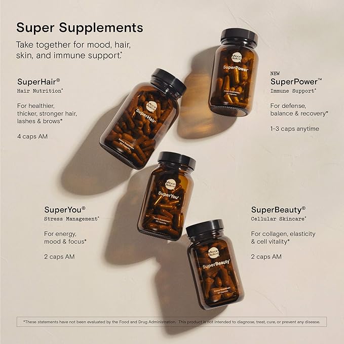 Moon Juice SuperYou Natural Calming Supplement 250mg Ashwagandha, 150mg Rhodiola, 450mg Shatavari 150mg Amla (60 Capsules)