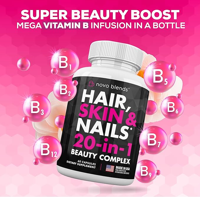 Biotin, Collagen, Silica, Hyaluronic Acid & Keratin 60 Capsules