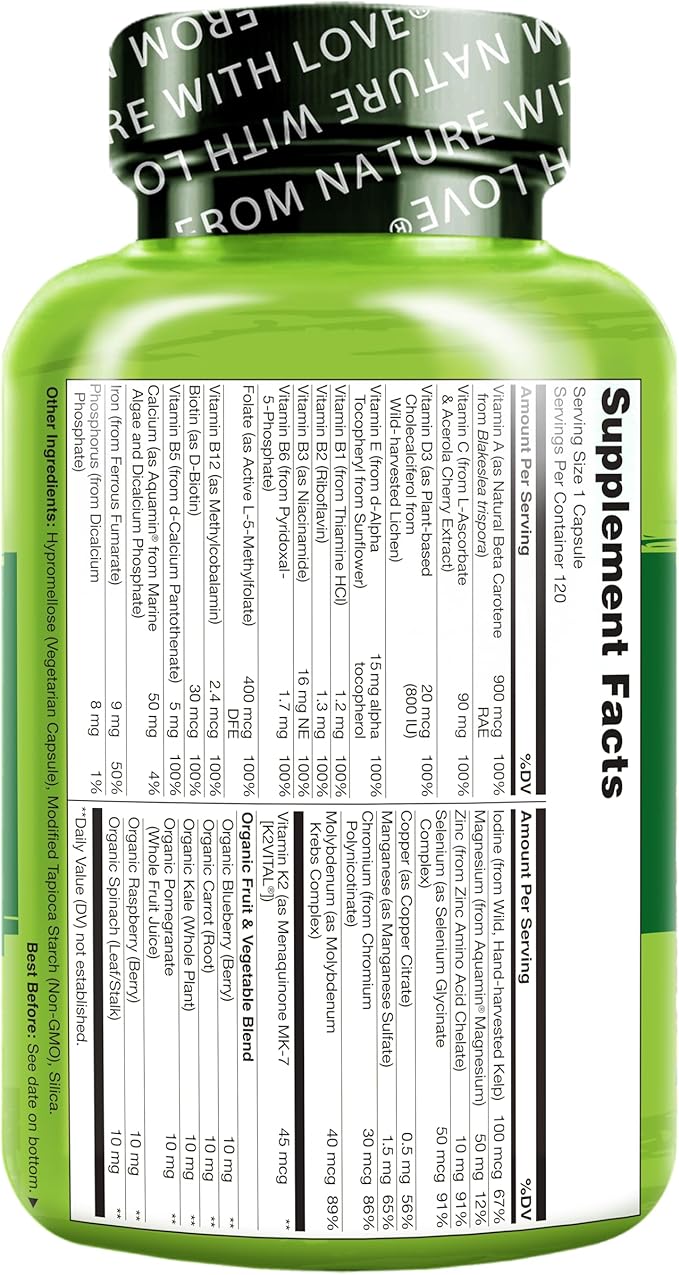 NATURELO One Daily Multivitamin for Women 120 Capsules 4 Month