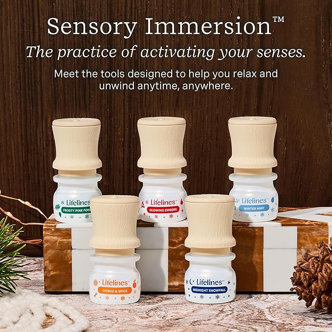 Lifelines Essential Oil Blend Discovery Set, 5 Pack Winter - Aromatherapy Scented Oils with Mess-Free Precision Pump for Diffusers & Humidifiers - Aroma Experience with 5 Unique Blends
