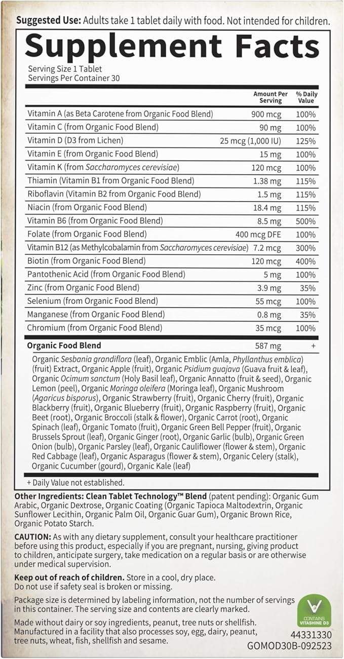 Garden of Life Organics Multivitamin for Men 30 Count