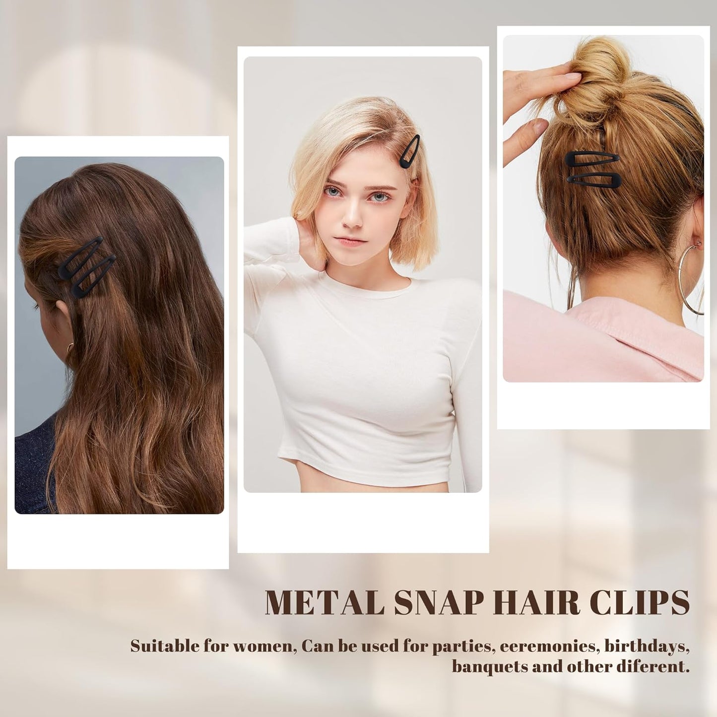 Small Hair Barrettes For Women No Slip Metal Snap Clips For Thin And Fine Hair,Matte Black,20 PCS,1.97 x 0.5 Inch.