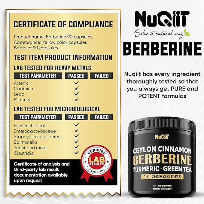 Berberine Supplement 8750mg Turmeric Curcumin 1500mg 1500mg & 90 Capsules 3 Months