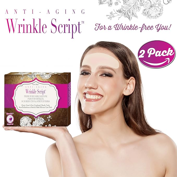 Nurse Hatty® Anti-aging Wrinkle Script Forehead 2pk. Silicone Skincare Pads for Wrinkles