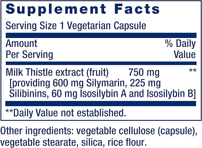 Life Extension Milk Thistle, silymarin, silibinins, 60 capsules