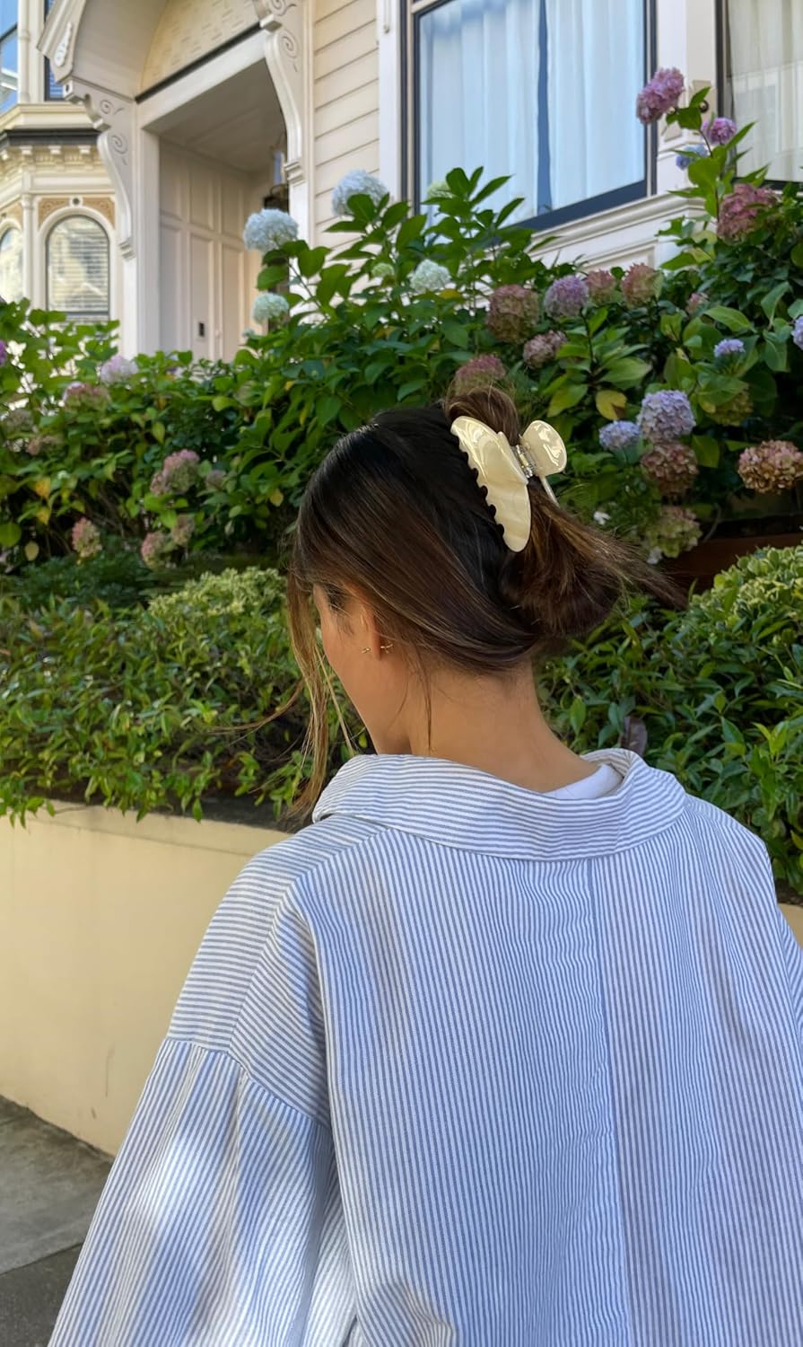 Premium Durable Acetate Hair Claws - Large 4 Inch No-Slip Claws for Thick Hair | 1 Piece (Creme)