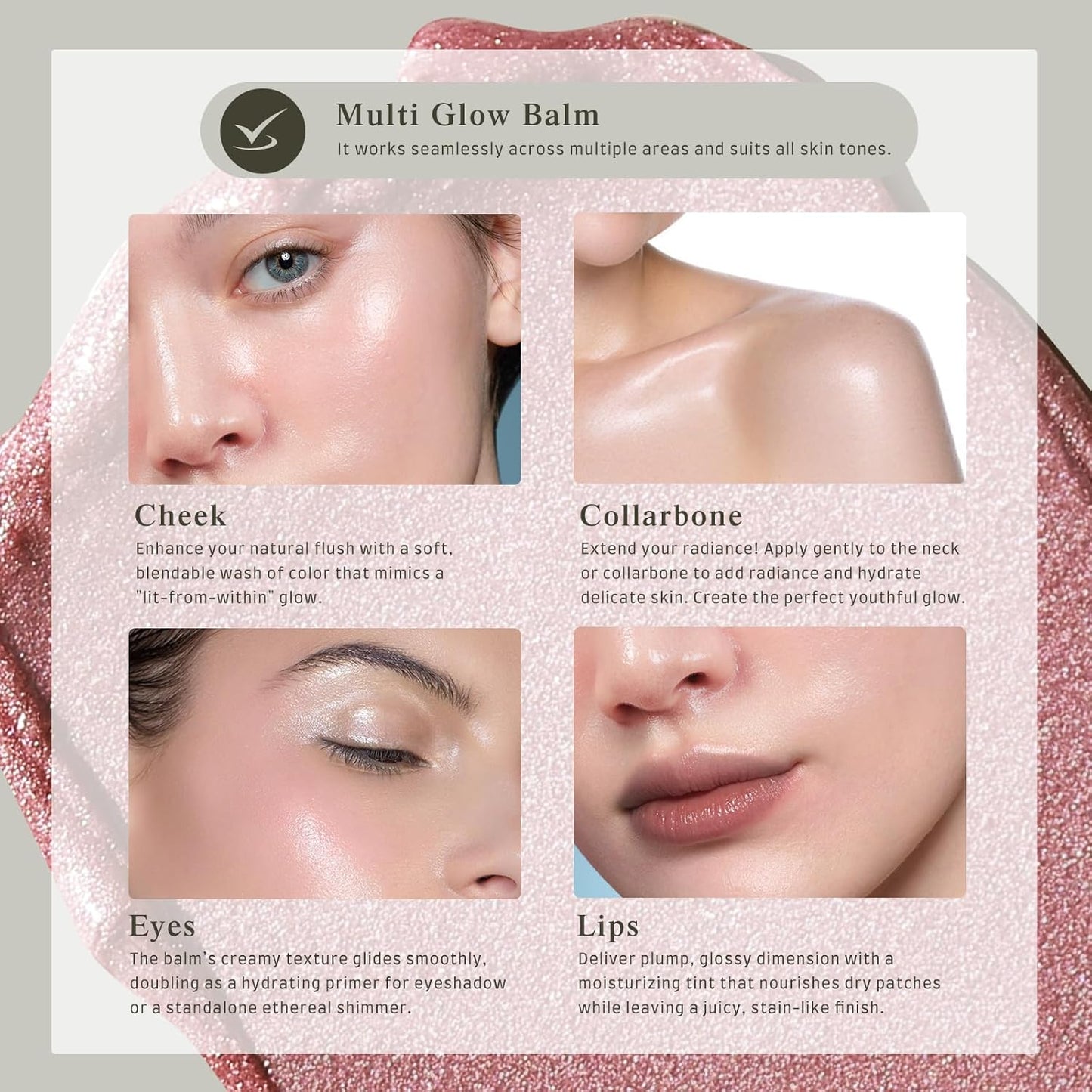 bayfree Multi Glow Balm, Cream Blush for Cheeks, Blush Balm Face Makeup, Radiant Finish, Hydrating, Creamy, Lightweight & Blendable Color, Face Makeup, 0.63 Oz