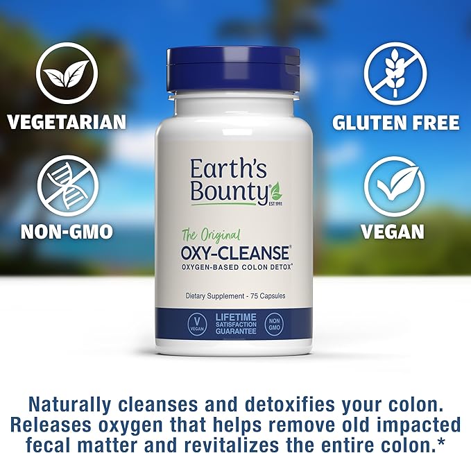Earth's Bounty Oxy-Cleanse Colon Conditioner - Gentle Colon Cleanse for Digestive Wellness - Constipation Relief - Natural Colon Detox - 75 Capsules - 2-Pack
