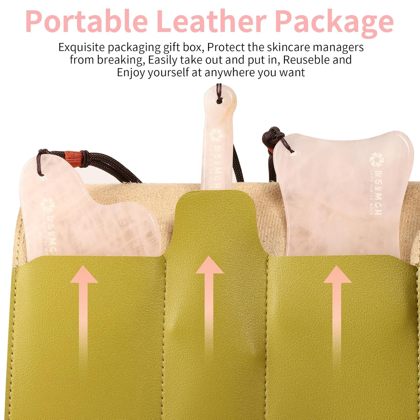 Skin Care Set, 1 Pack 3 in 1 Jade Gua Sha Massager, Pink,Guasha Tool for Face and Body, Truly Beauty Products