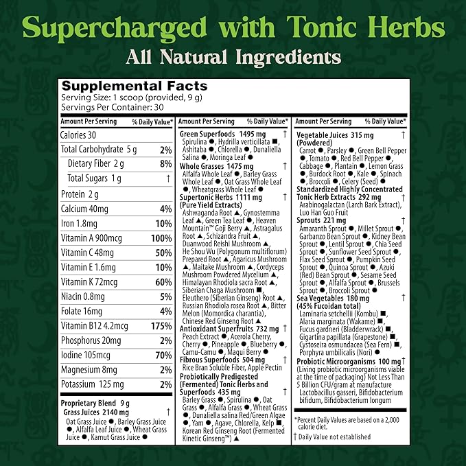Dragon Herbs Tonic Alchemy Greens Superfood Powder 91 Ingredients